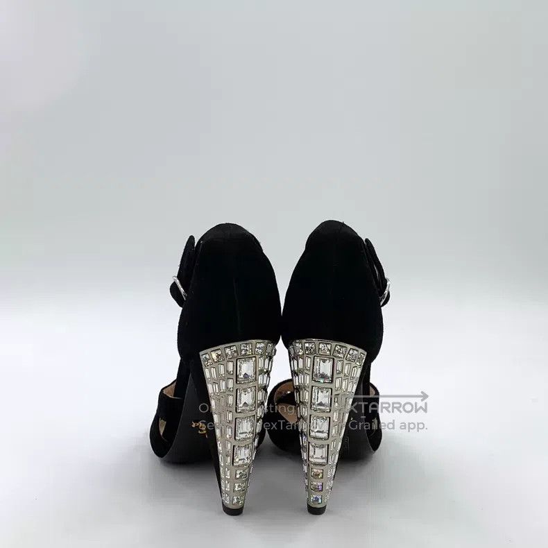 Prada Prada Black one-character buckle diamond high-heeled shoes Size US 6 / IT 36 - 4 Thumbnail