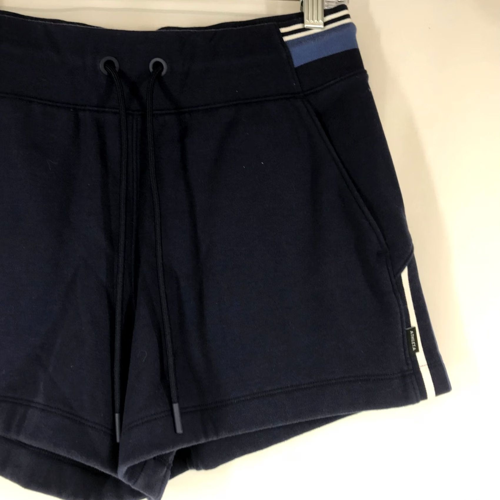 Athleta ATHLETA - Womens Small - Navy Polyester Blend Drawstring Waist Shorts Size 28" / US 6 / IT 42 - 3 Thumbnail