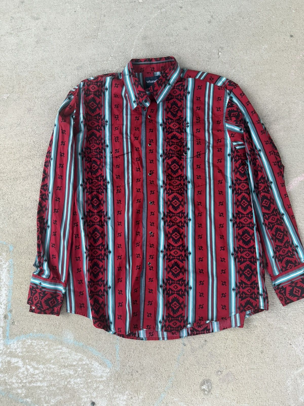 Vintage Wrangler Aztec Pearlsnap Long Sleeve Shirt
