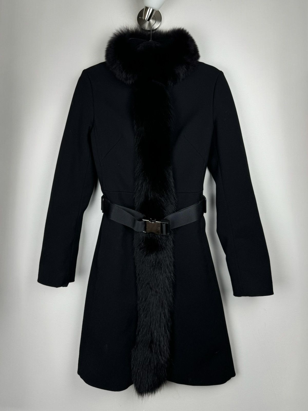 Prada Nylon coat blue fox fur Prada original rare luxury item Size S / US 4 / IT 40 - 1 Thumbnail
