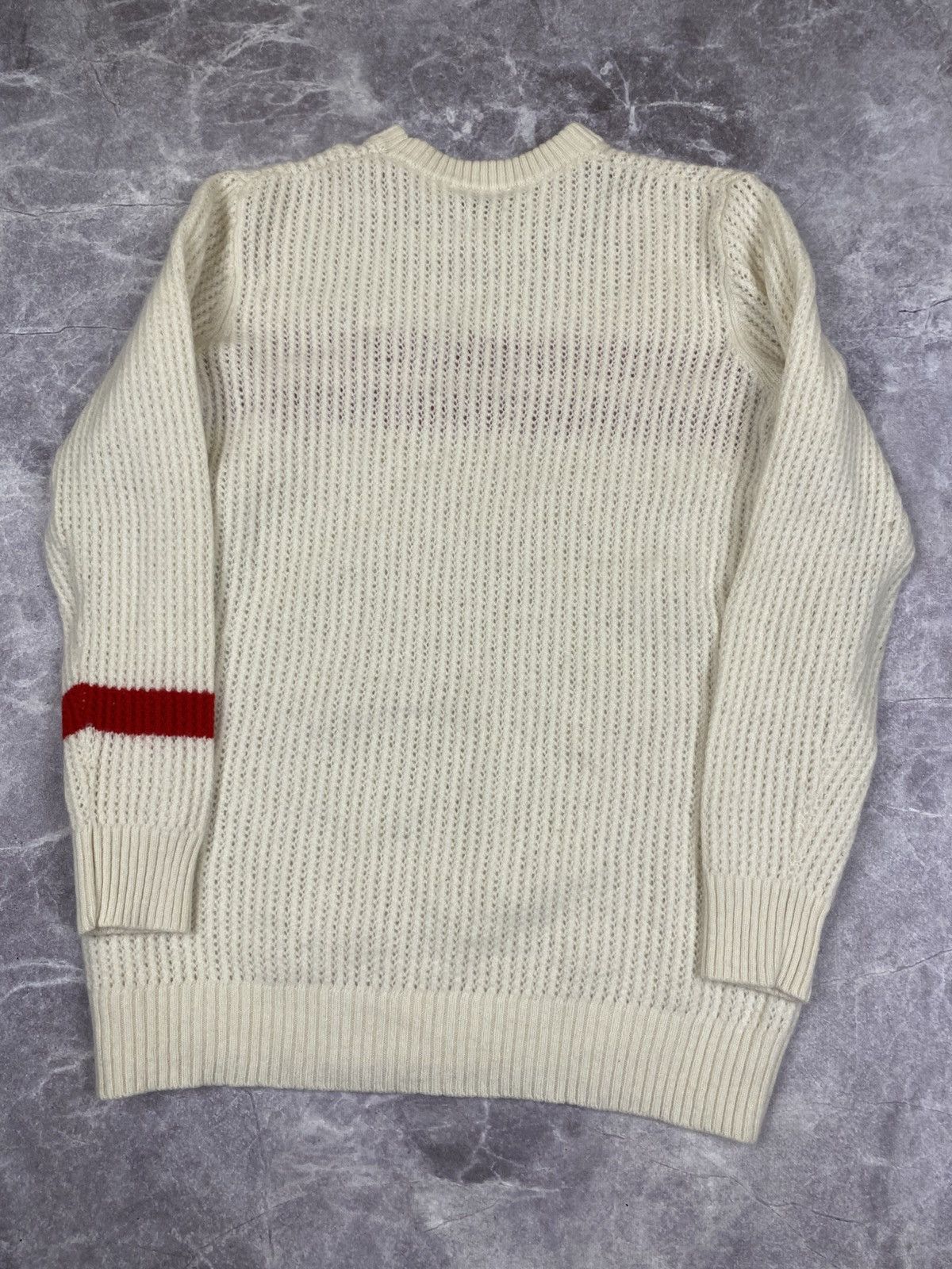 Bella Freud Bella Freud Wool White Cream Red Stripe Sweater Size: S Size S / US 4 / IT 40 - 3 Thumbnail