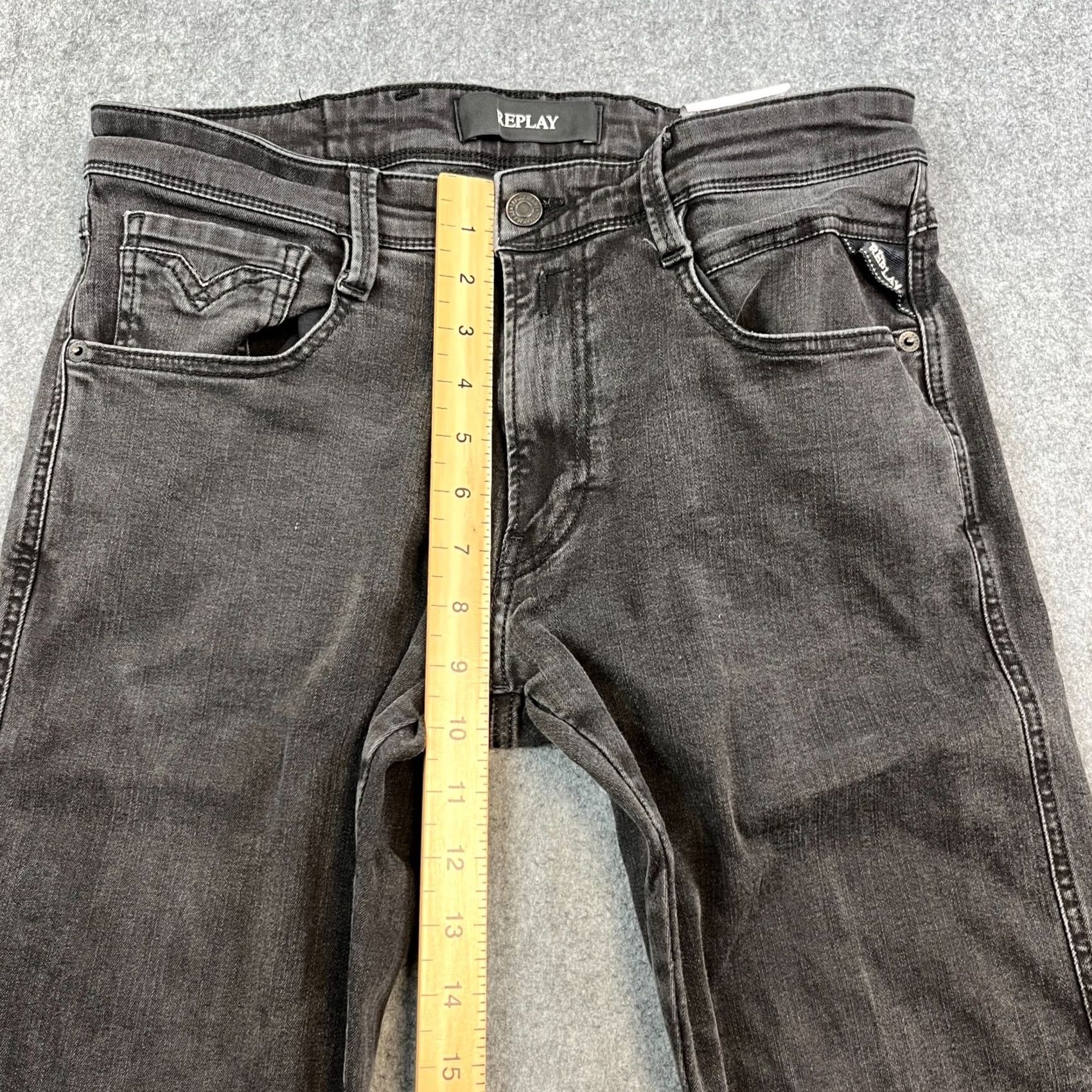 Replay Replay Jeans Slim Tapered 32 28 Grey Stretch Anbass Mens Regular Waist 32 Denim Cotton Polyester Modal 5-Pocket Comfort Pockets Vintage No Size US 32 / EU 48 - 5 Thumbnail