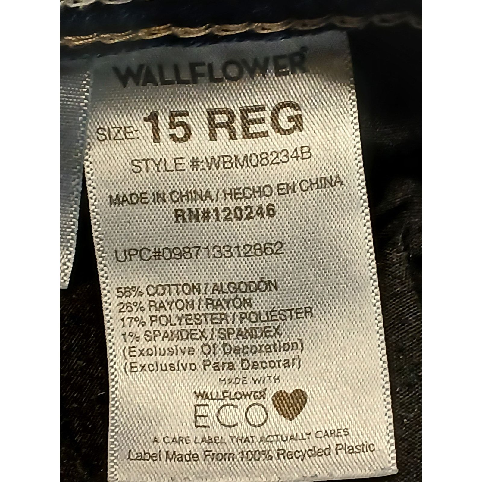 Other Wallflower (15R) Women's Curvy Fit Boot Cut Blue Denim Jeans Size 40" / US 18 - 9 Thumbnail