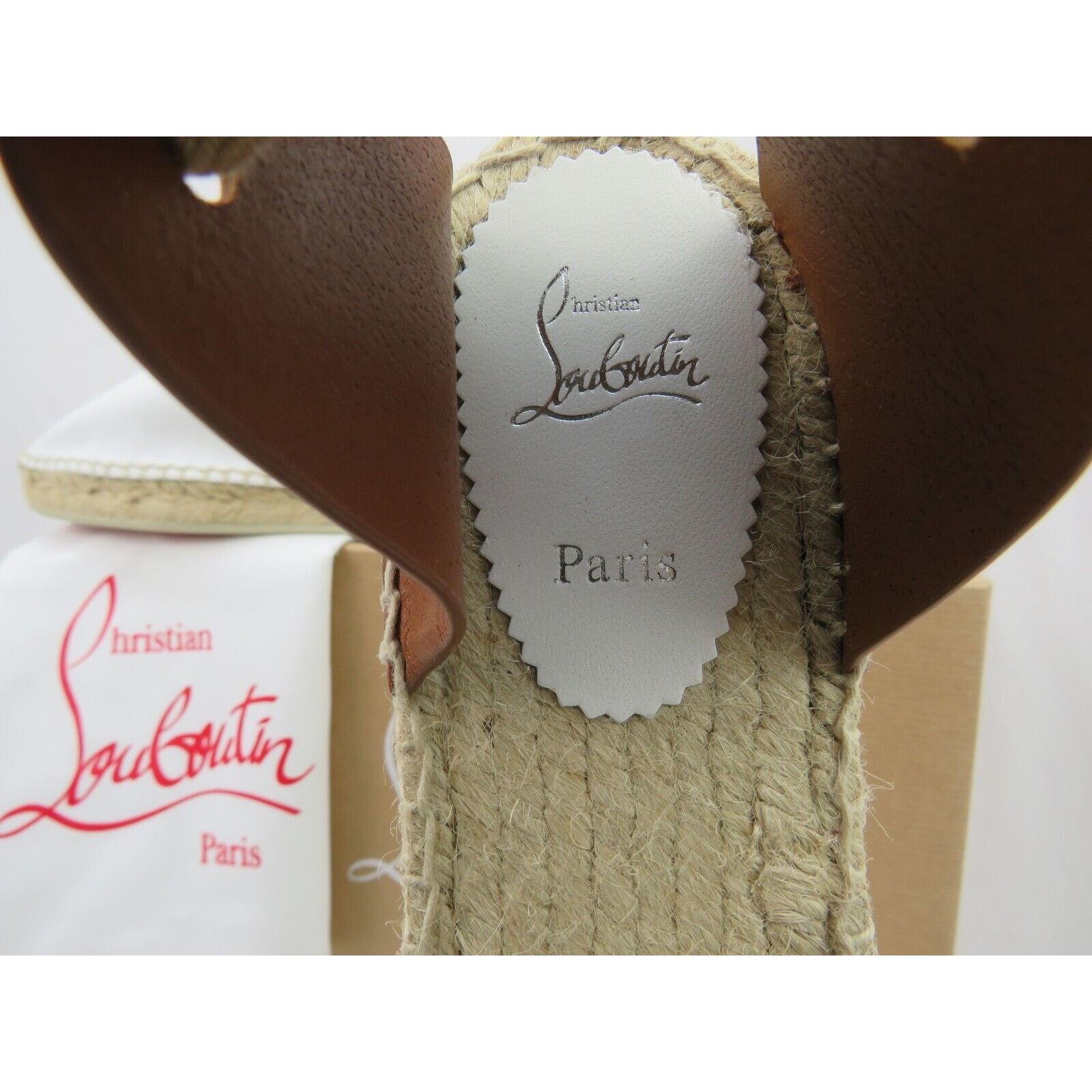 Christian Louboutin OUBOUTIN NANOU WHITE CANVAS LEATH CL LOGO TIE ESPADRILLES 39 Size US 9 / IT 39 - 3 Thumbnail