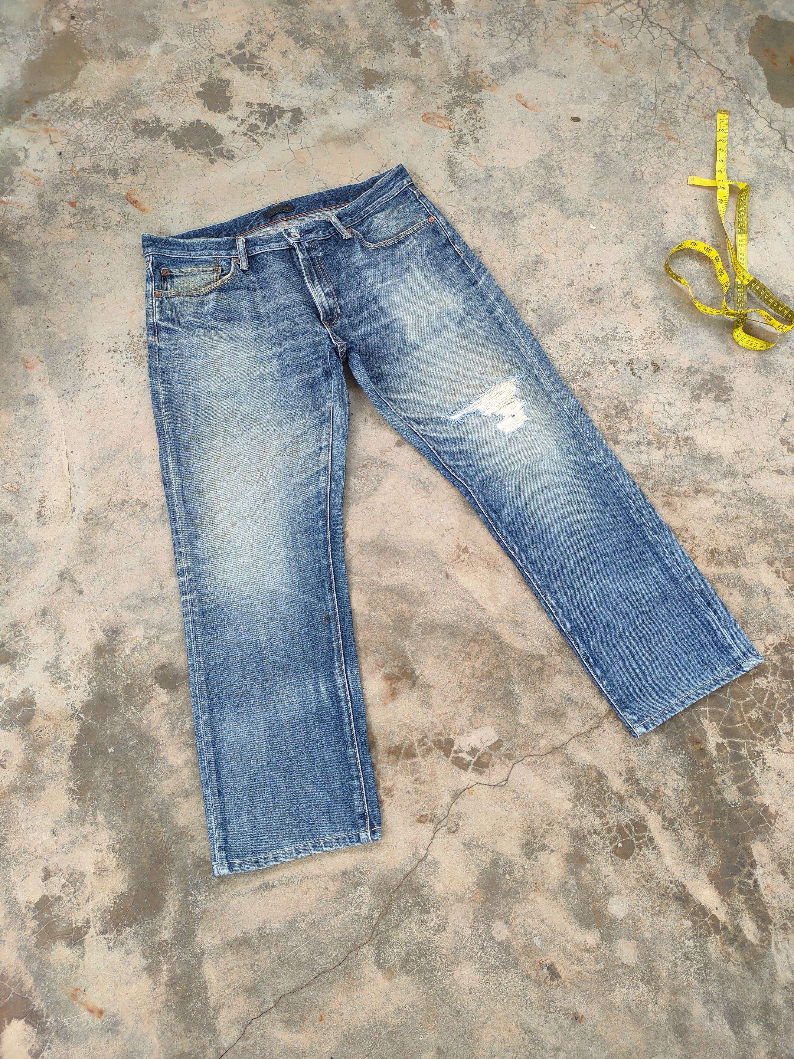 Japanese Brand × Jean × Vintage VINTAGE JAPANESE FADED RIPPED JEANS DENIM PANTS Size US 37 - 2 Thumbnail