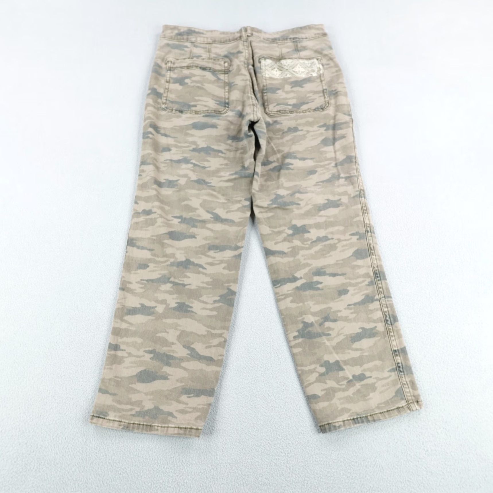 Anthropologie VINTAGE Anthropologie Brown Camo Pants Womens 28 Cropped Embroidered Utility Casual Workwear Size 28" / US 6 / IT 42 - 5 Thumbnail