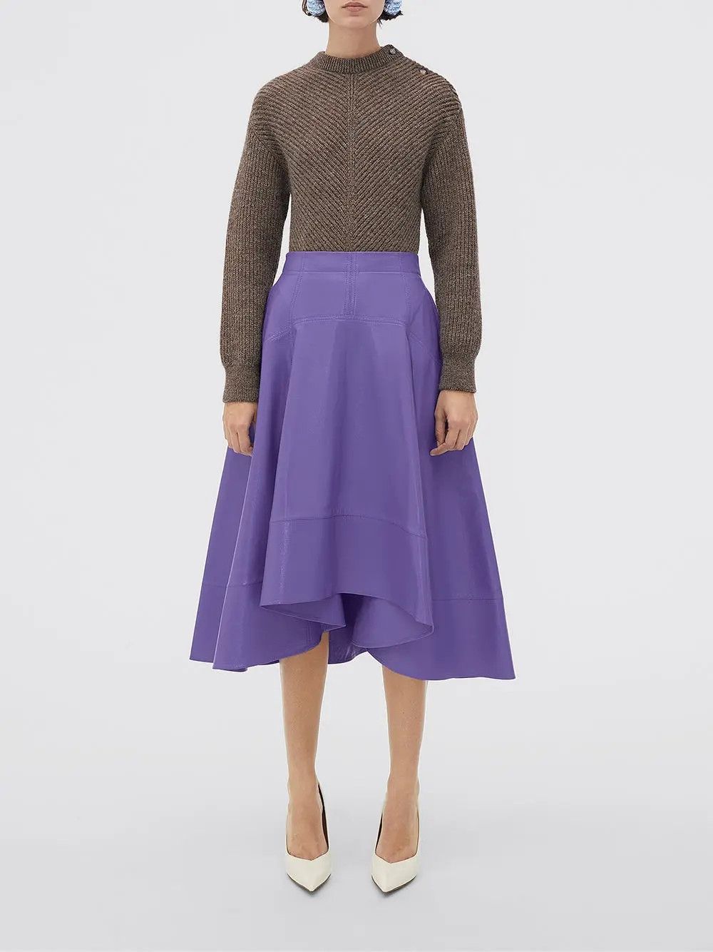 Bottega Veneta o1loc1c0824 716284 Shiny Leather Skirt in Purple Size 24" / US 00 / IT 34 - 4 Thumbnail