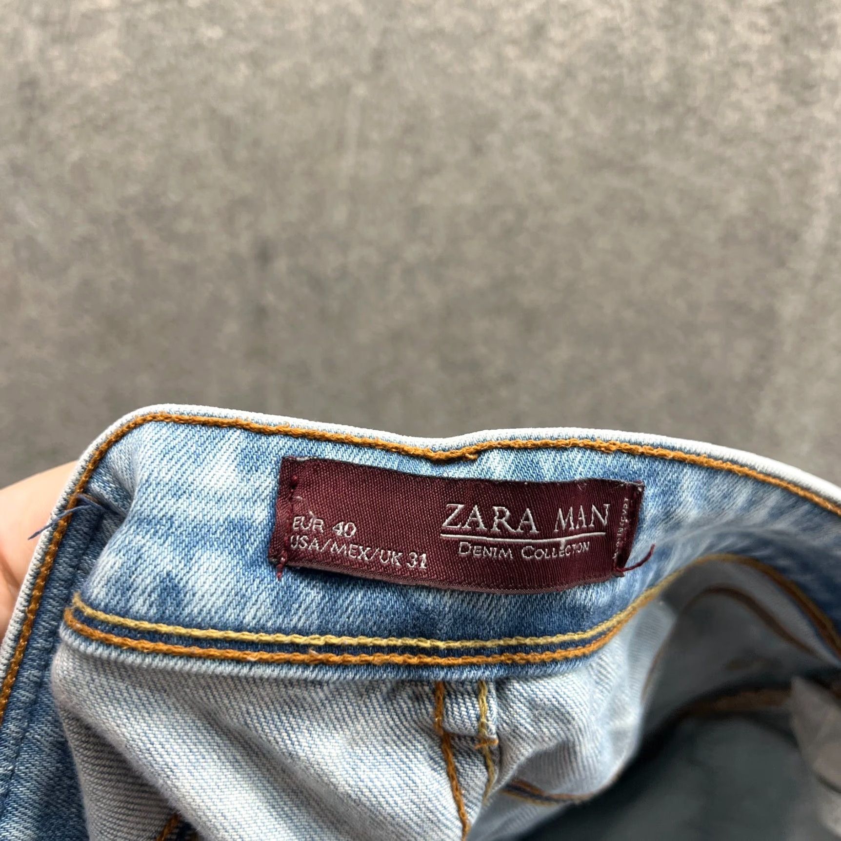 Zara Zara Jeans Mens 31 Slim Straight Distressed Light Blue Denim Acid Wash Cotton Button Size US 32 / EU 48 - 7 Thumbnail