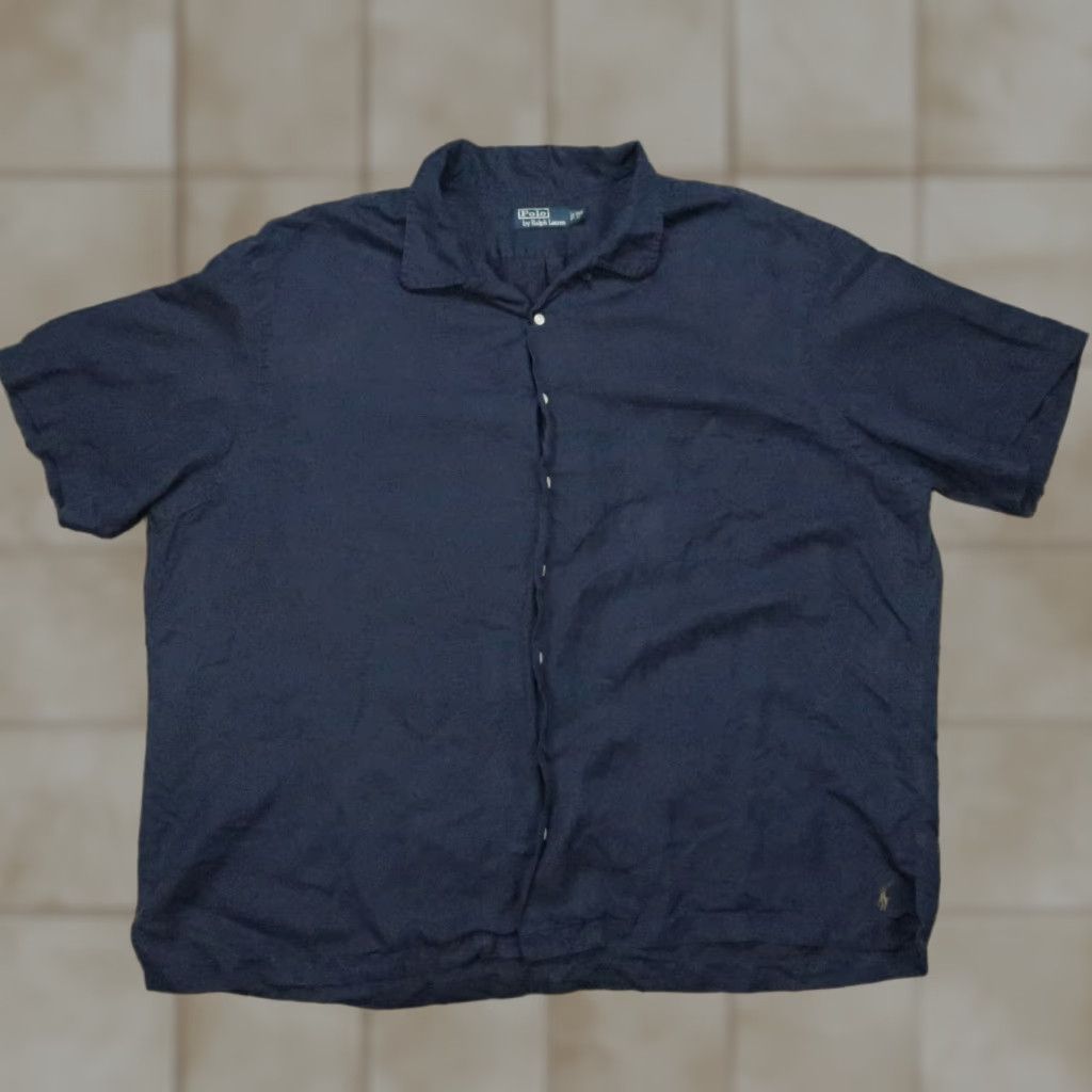 Polo Ralph Lauren Polo Ralph Lauren Shirt Mens 3XL Big Blue Linen Silk Short Sleeve Button 3XB Size US XXL / EU 58 / 5 - 1 Thumbnail