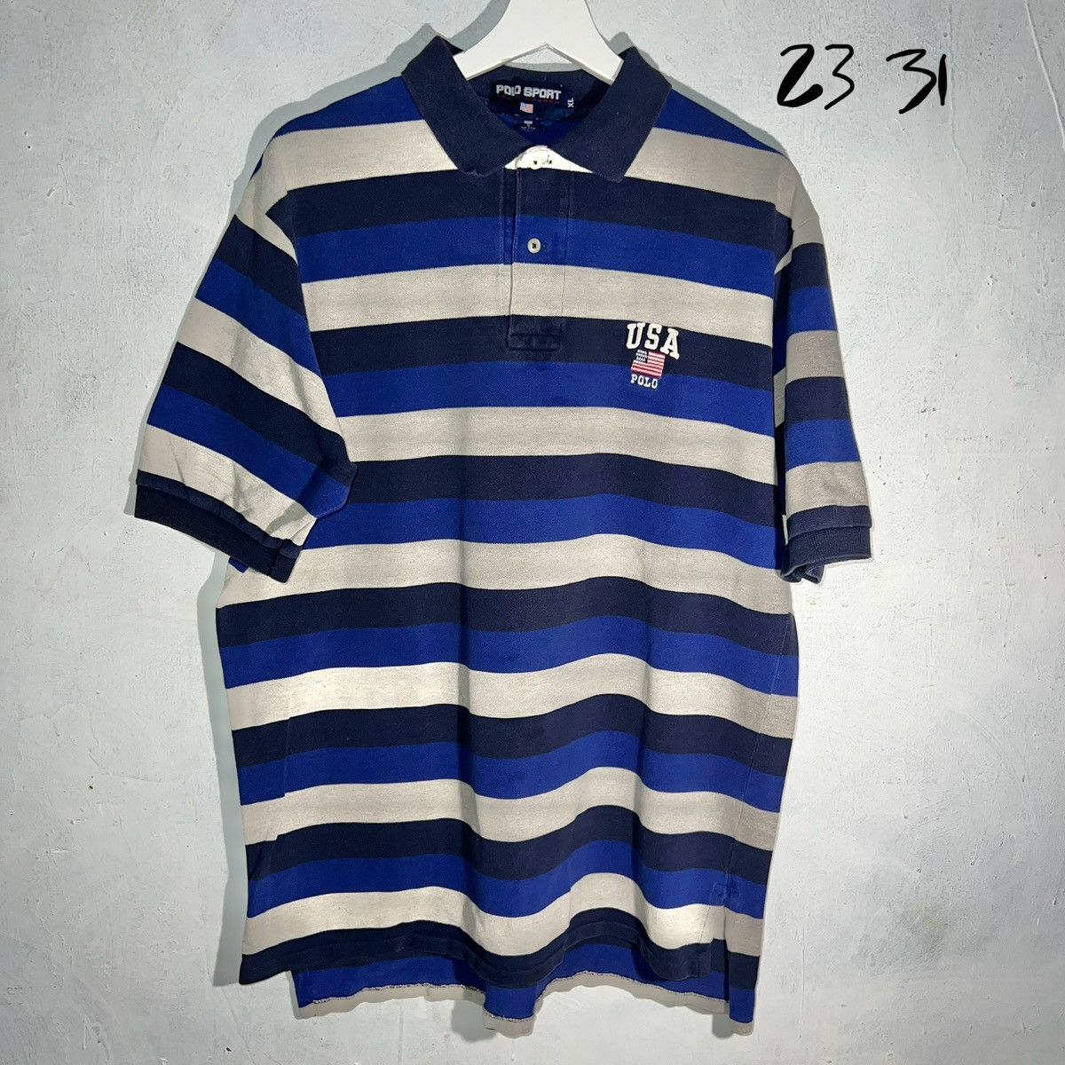 Polo Ralph Lauren 90s vintage polo sports striped USA shirt XL Size US XL / EU 56 / 4 - 1 Thumbnail