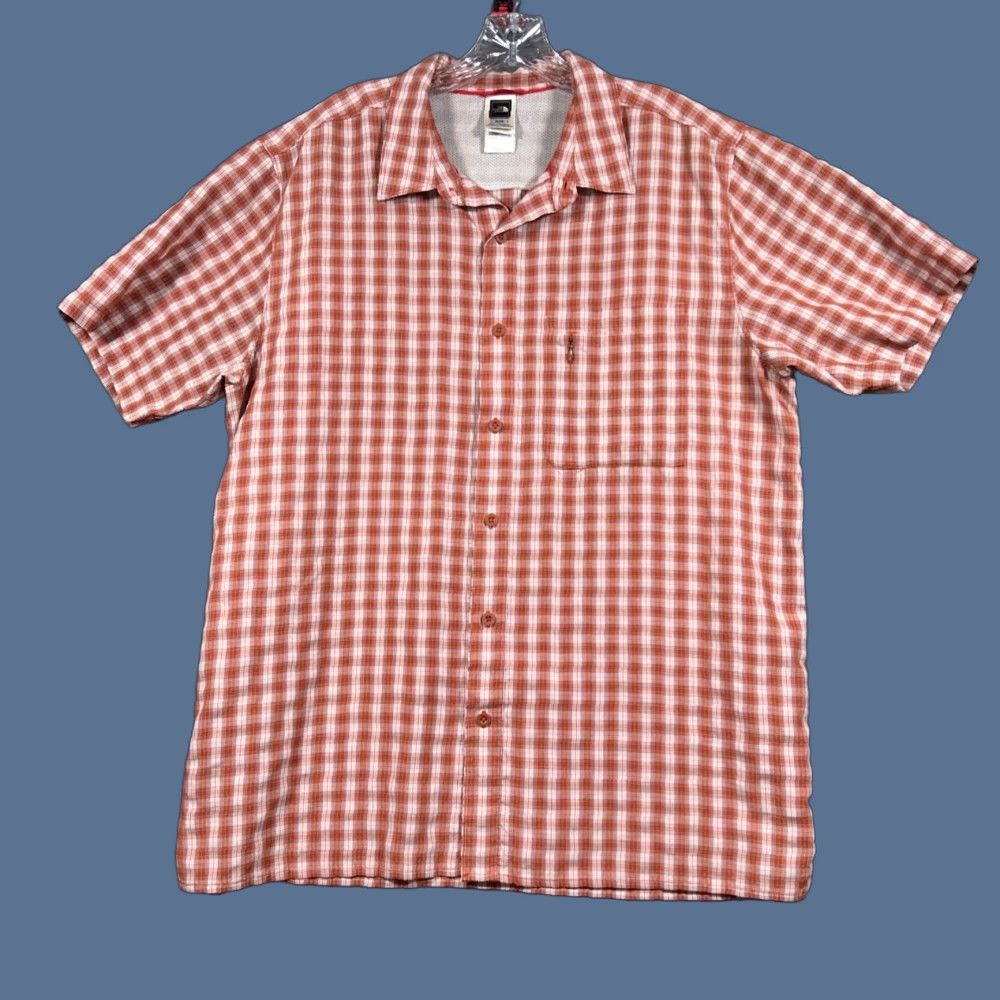 The North Face The North Face Mens Short Sleeve Button Up Shirt XL Orange Check Hiking Read Size US XL / EU 56 / 4 - 1 Thumbnail