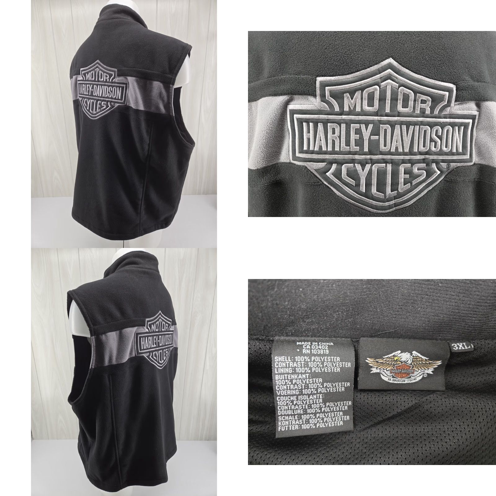 Harley Davidson Harley-Davidson Black Fleece Zip Up Vest Size 3XL Regular Men Logo Zip Vest 90s American Windbreaker Full Zip Vintage: No Size US XXL / EU 58 / 5 - 9 Thumbnail