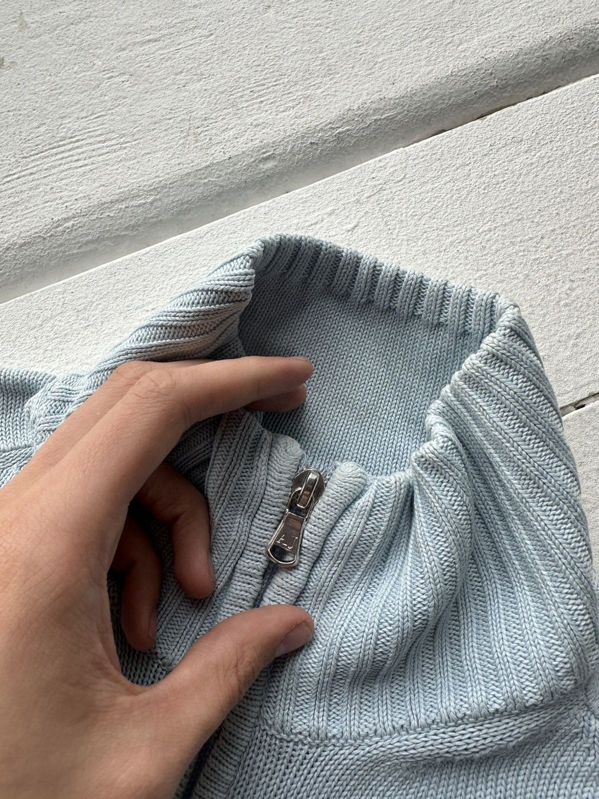 Armani 🚨90s Armani Jeans Sweater wmn sz 40 light blue with logo l Size S / US 4 / IT 40 - 6 Thumbnail