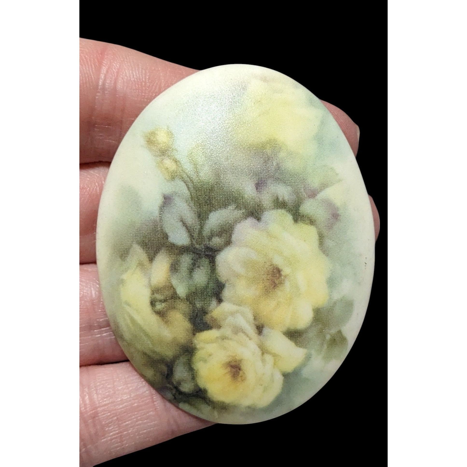 Other Vintage Ceramic Yellow Rose Painted Brooch Size ONE SIZE - 2 Thumbnail