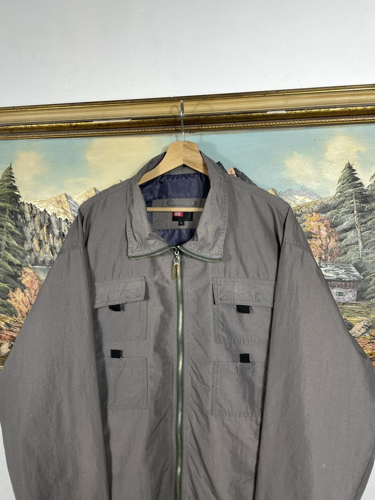 Diesel × Vintage Diesel Indigo Tech Vintage Y2k Zip Jacket Multi Pockets Swag Size US L / EU 52-54 / 3 - 4 Thumbnail