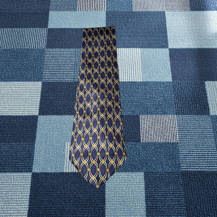 Robert Talbott Robert Talbott Tie Mens Blue Silk Geometric Handsewn Designer USA Studio Neck Size ONE SIZE - 1 Thumbnail