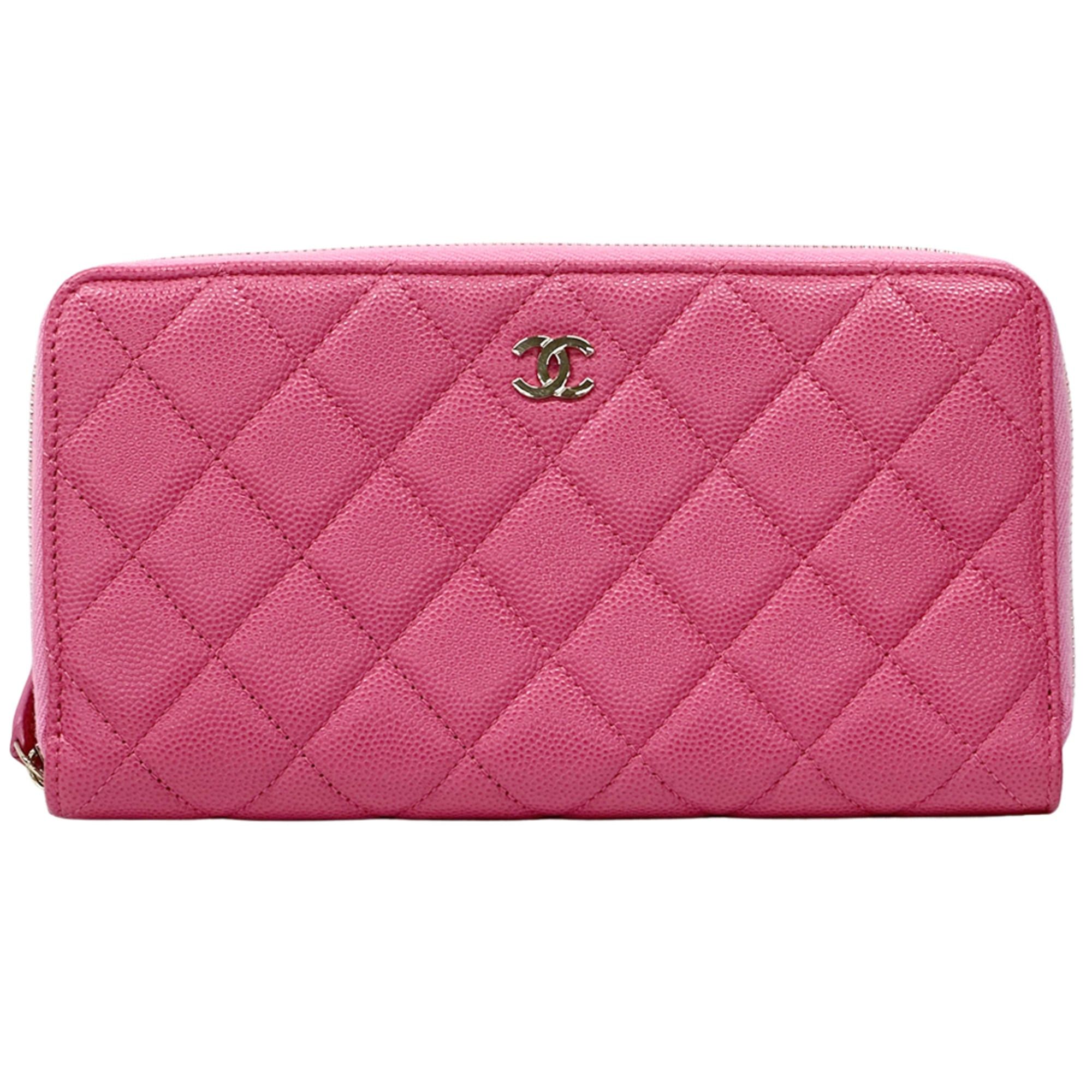 Chanel Chanel Matelassé Women's Long Wallet, Caviar Leather, Pink, Gold Hardware, Round Zipper Size ONE SIZE - 1 Thumbnail