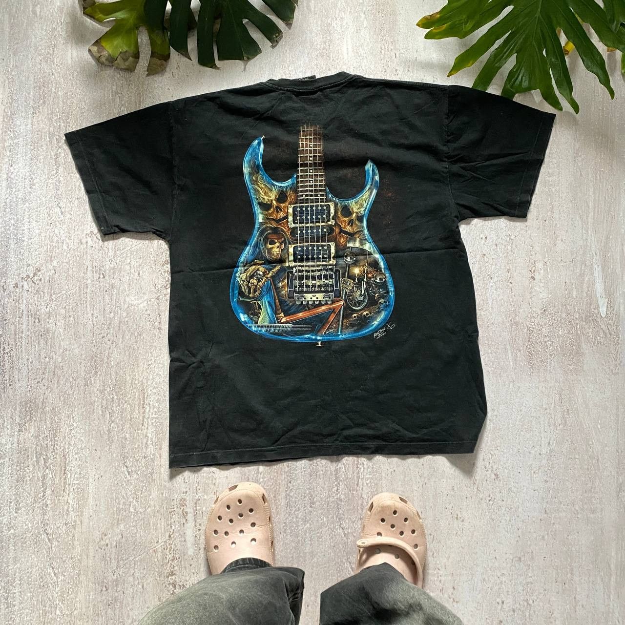 Band Tees × Vintage VINTAGE 90S GUITAR ROCK BAND TEE BIKER SKELETON TEE 290 Size US XL / EU 56 / 4 - 2 Thumbnail