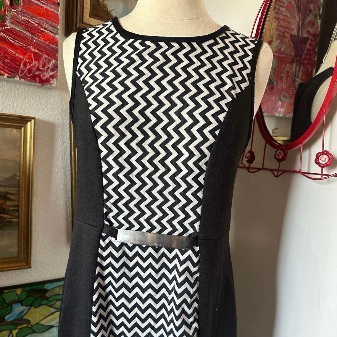 Other intriguing threads black white zig zag midi dress Size M / US 6-8 / IT 42-44 - 2 Thumbnail