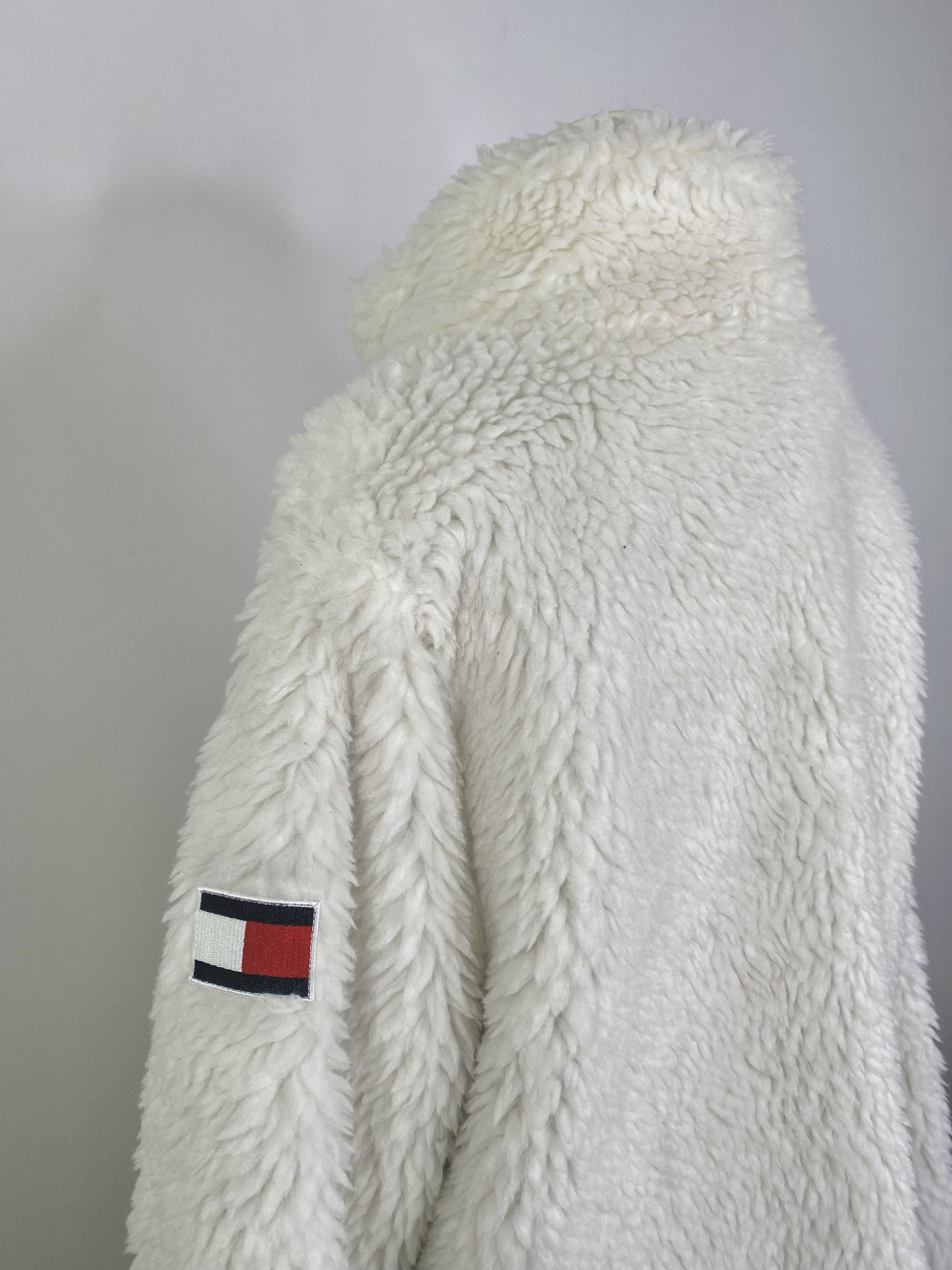 Tommy Hilfiger Tommy Hilfiger - White Faux Shearling Winter Zip-Up Jacket Size L / US 10 / IT 46 - 9 Thumbnail