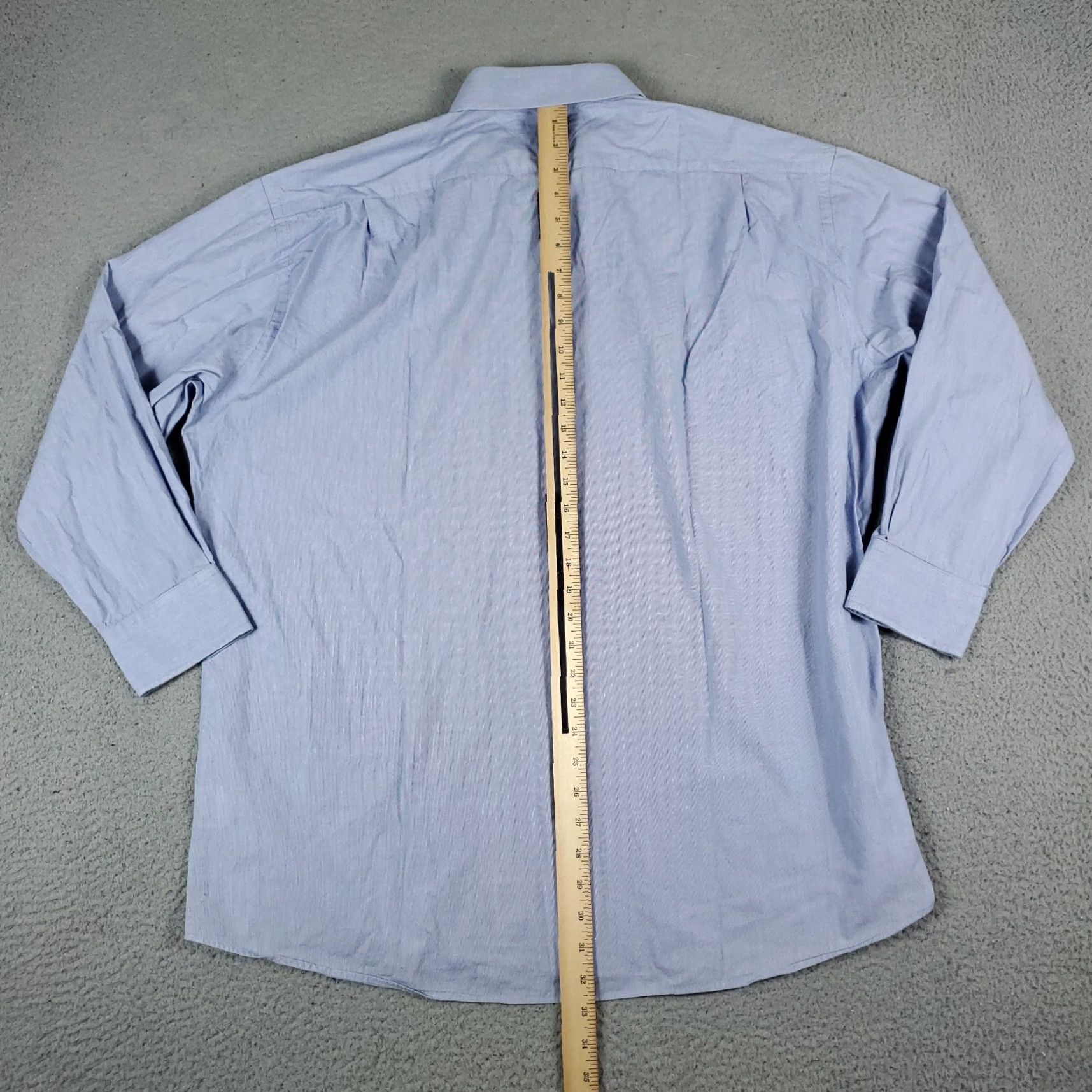 Tommy Hilfiger VINTAGE Tommy Hilfiger Shirt Mens 17.5 XL Blue Striped Dress Shirt Long Sleeve Button Up Wide Collar Men’s XL Blue 90s Preppy Wedding Mens Size 46R - 5 Thumbnail