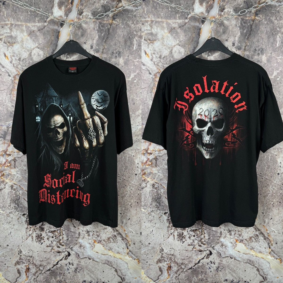 Other Grim Reaper Skeleton Graphic T-Shirt I Am Social Distancing Size US XXL / EU 58 / 5 - 1 Thumbnail