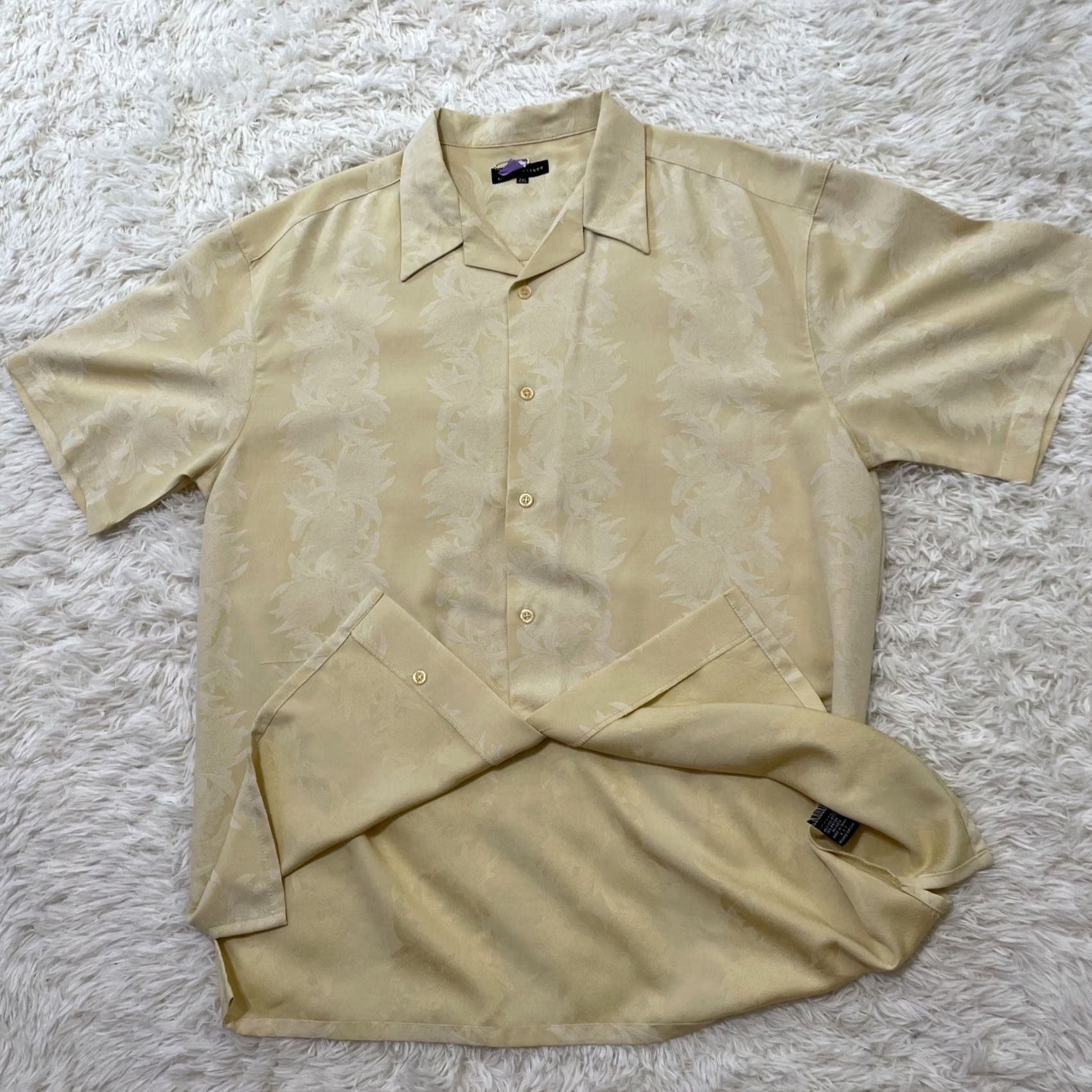 Vintage VINTAGE Montique Hawaiian Shirt Men 2XL Relax Floral Stripe Yellow Regency Aloha XXL Shirt Size US XXL / EU 58 / 5 - 4 Thumbnail