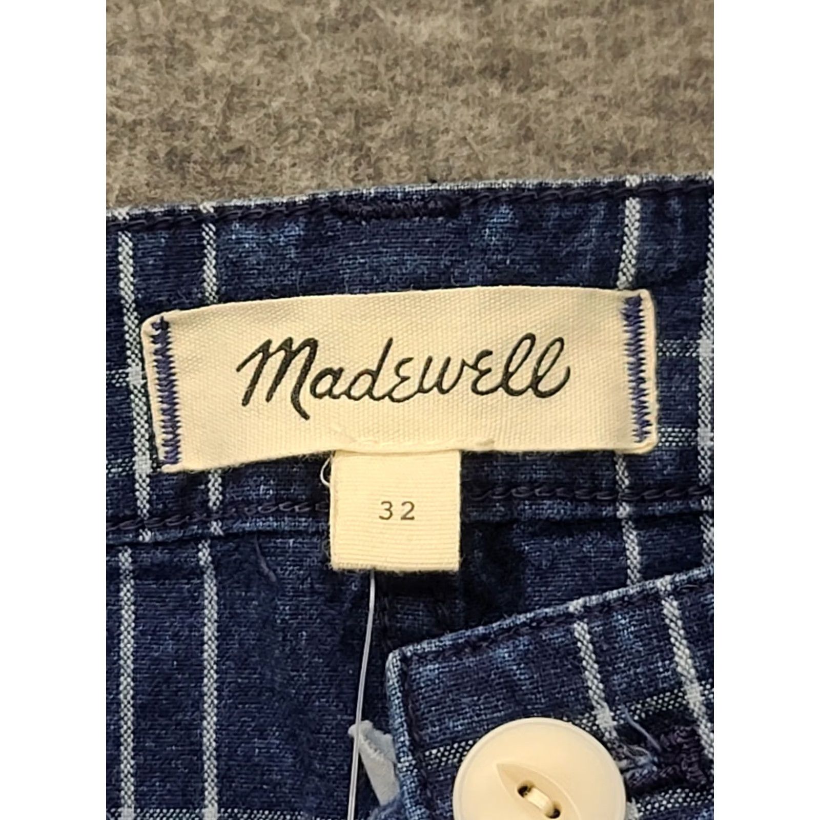 Madewell VINTAGE Madewell Pants Womens 32x23 Emmett Wide-Leg Crop Regular Fit High Rise Stretch Check Blue Cotton Spandex Casual Workwear 90s Womens Size 24" / US 00 / IT 34 - 3 Thumbnail