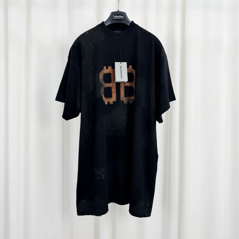 Balenciaga Balenciaga size 1 Mud dyed old double-B printed short sleev Size US XS / EU 42 / 0 - 1 Thumbnail