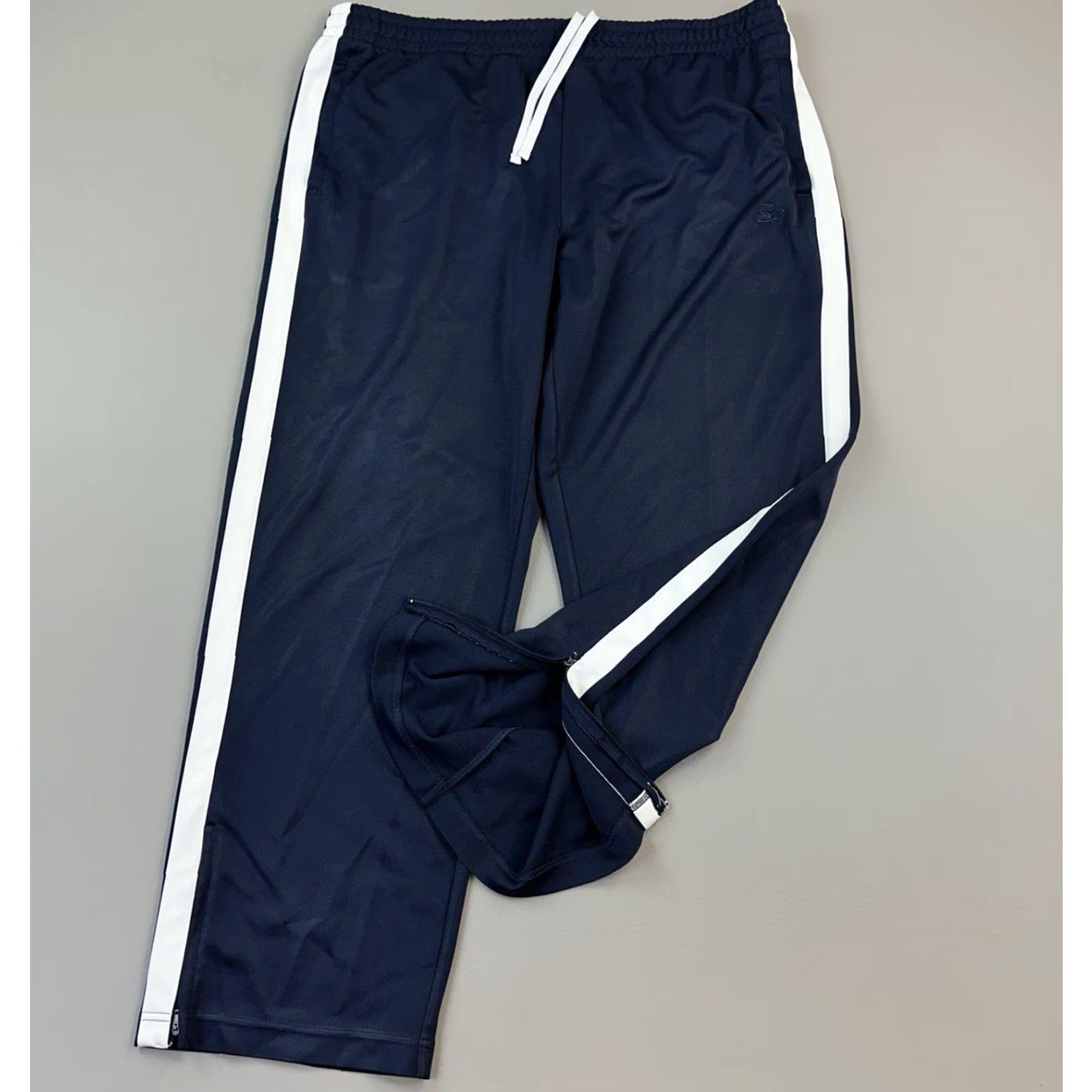Starter VINTAGE Starter Track Pants Mens XL Navy White Baggy Relaxed Ankle Zip Y2K Size US 36 / EU 52 - 2 Thumbnail