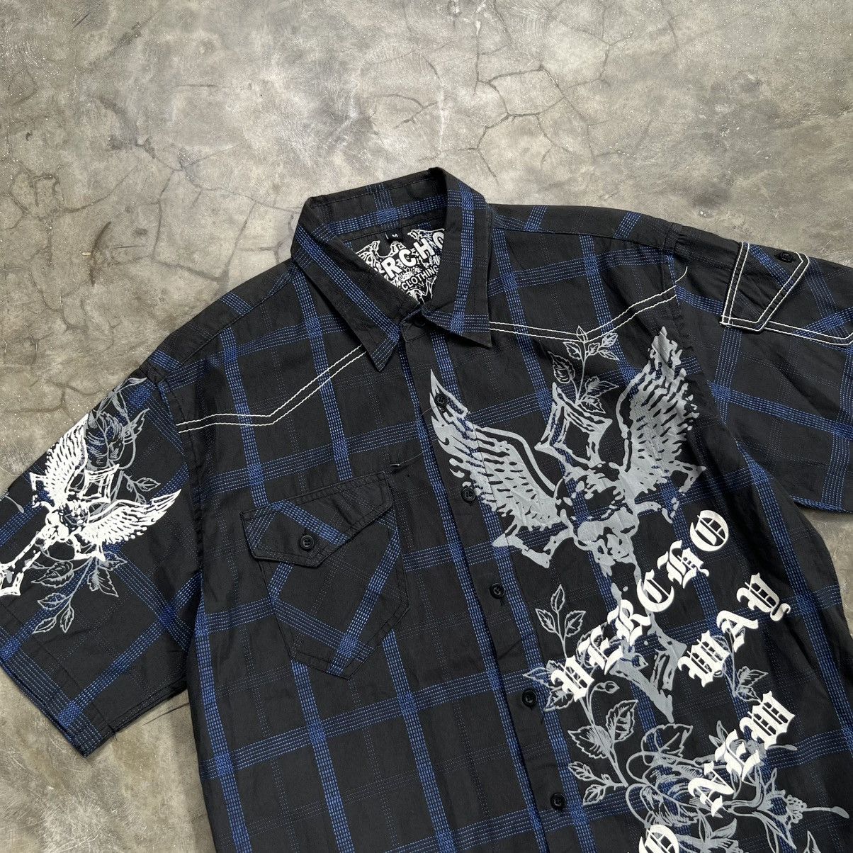 Affliction 2000s Vercho Affliction Style Check Skull Button Shirt Size US M / EU 48-50 / 2 - 3 Thumbnail