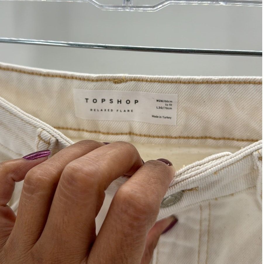 Topshop Topshop mid rise relaxed fit flare off white size 26 Size 26" / US 2 / IT 38 - 7 Thumbnail