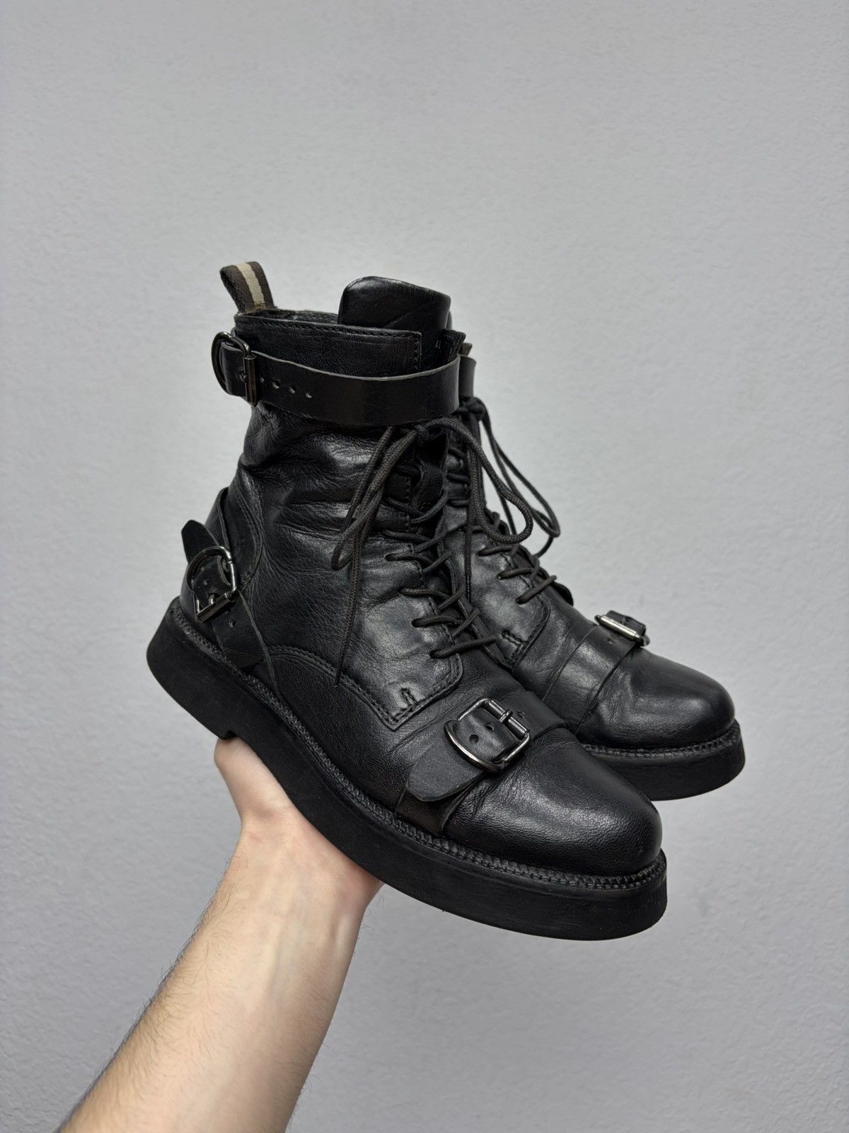 If Six Was Nine Vintage 00s Guidi CCP Style Distressed Leather Biker Boots Size US 7 / EU 40 - 4 Thumbnail