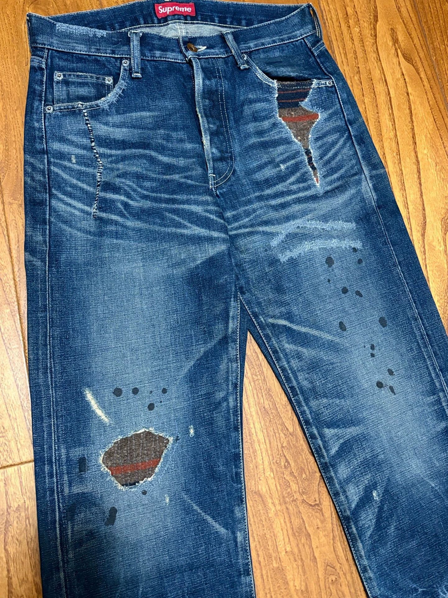 Neighborhood NBD x Supreme Destroyed Patched Washed Jeans S (Near New) Size US 30 / EU 46 - 3 Thumbnail