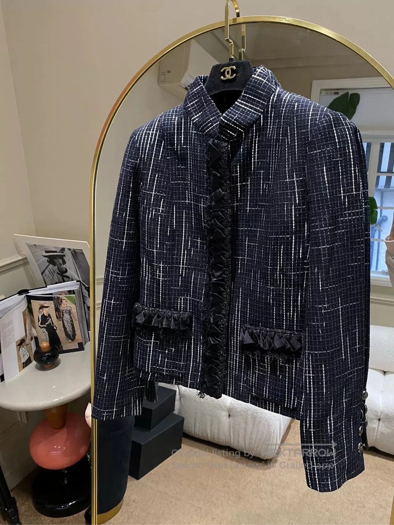 Chanel 2022 Black Stand-Collar Coat.