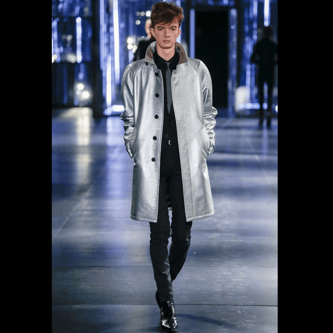 Saint Laurent Paris Fall 2015 Silver Metallic Jacket Men's Size US M / EU 48-50 / 2 - 1 Thumbnail