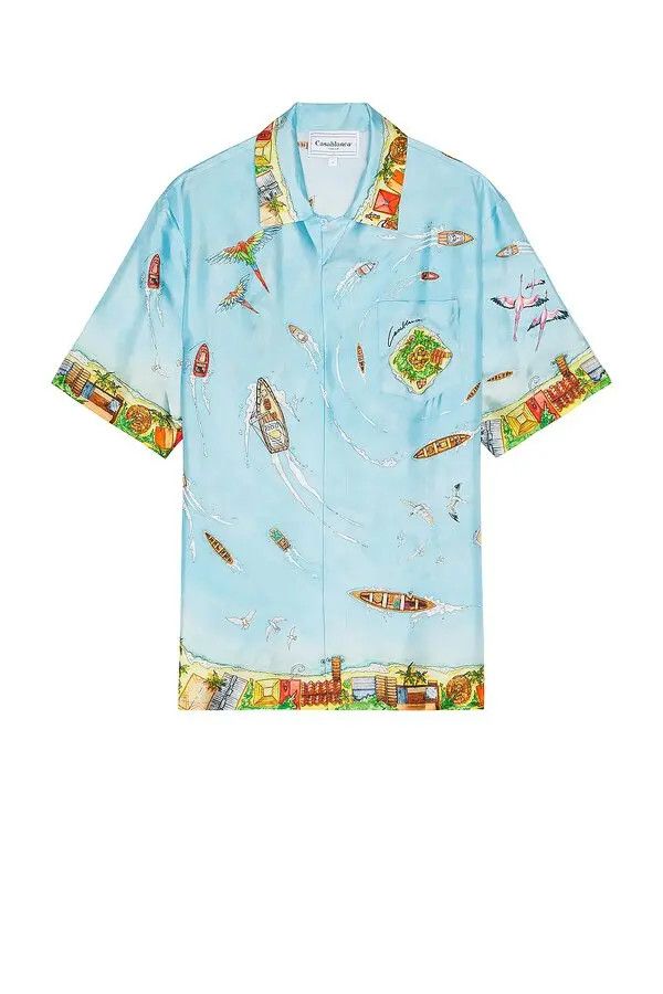Casablanca o1mle0326 Cuban Collar Short Sleeve Shirt in Multicolor Size US S / EU 44-46 / 1 - 1 Thumbnail