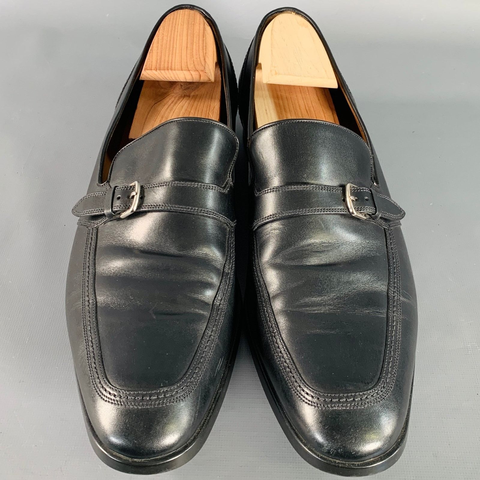 Bally BALLY Size 12 Lavoli Black Silver Leather Buckle Loafers Size US 12 / EU 45 - 4 Thumbnail