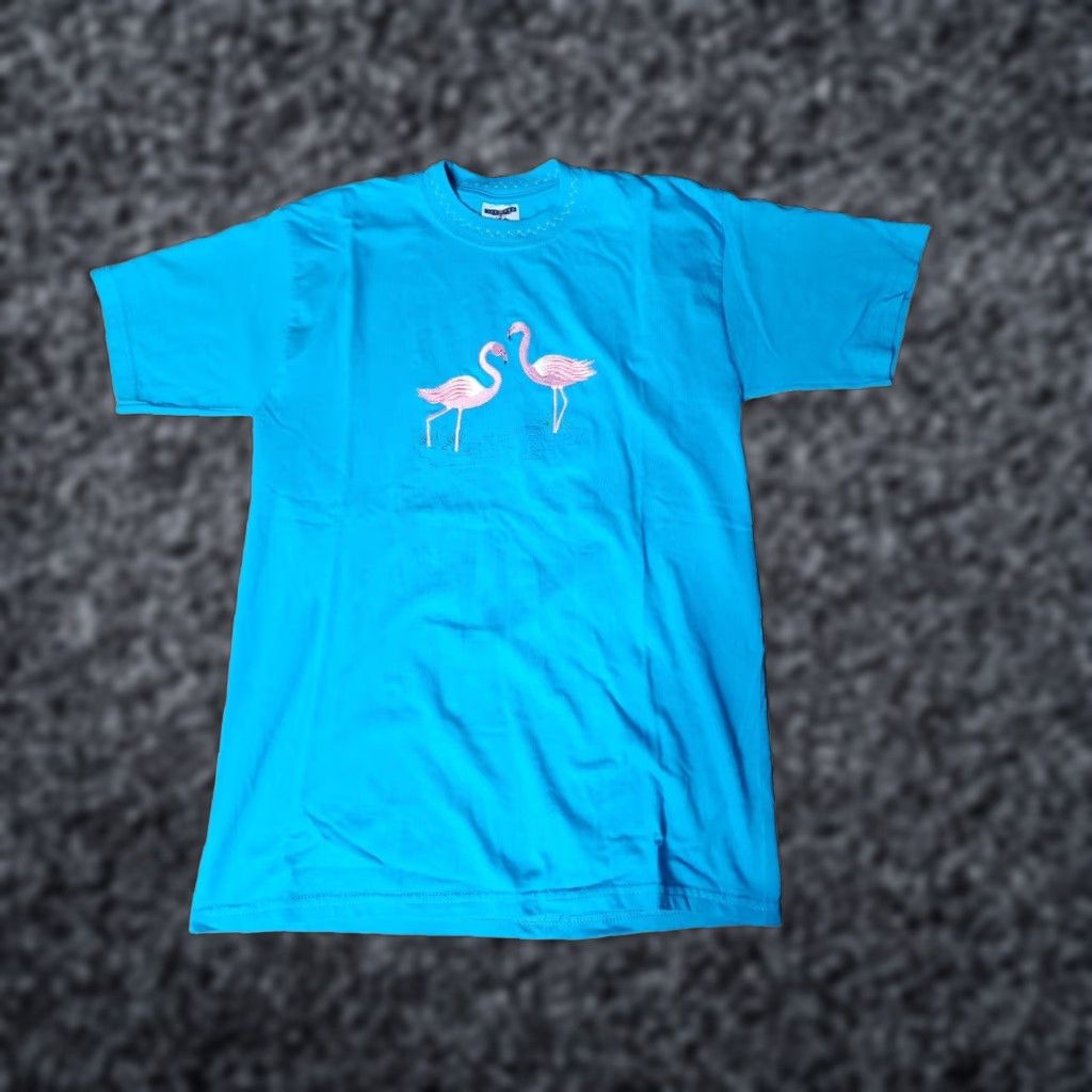 Jerzees VINTAGE Jerzees T-Shirt Embroidered Flamingo Tropical Crew Neck Short Sleeve Women M Blue 90s Concert? Size M / US 6-8 / IT 42-44 - 1 Thumbnail