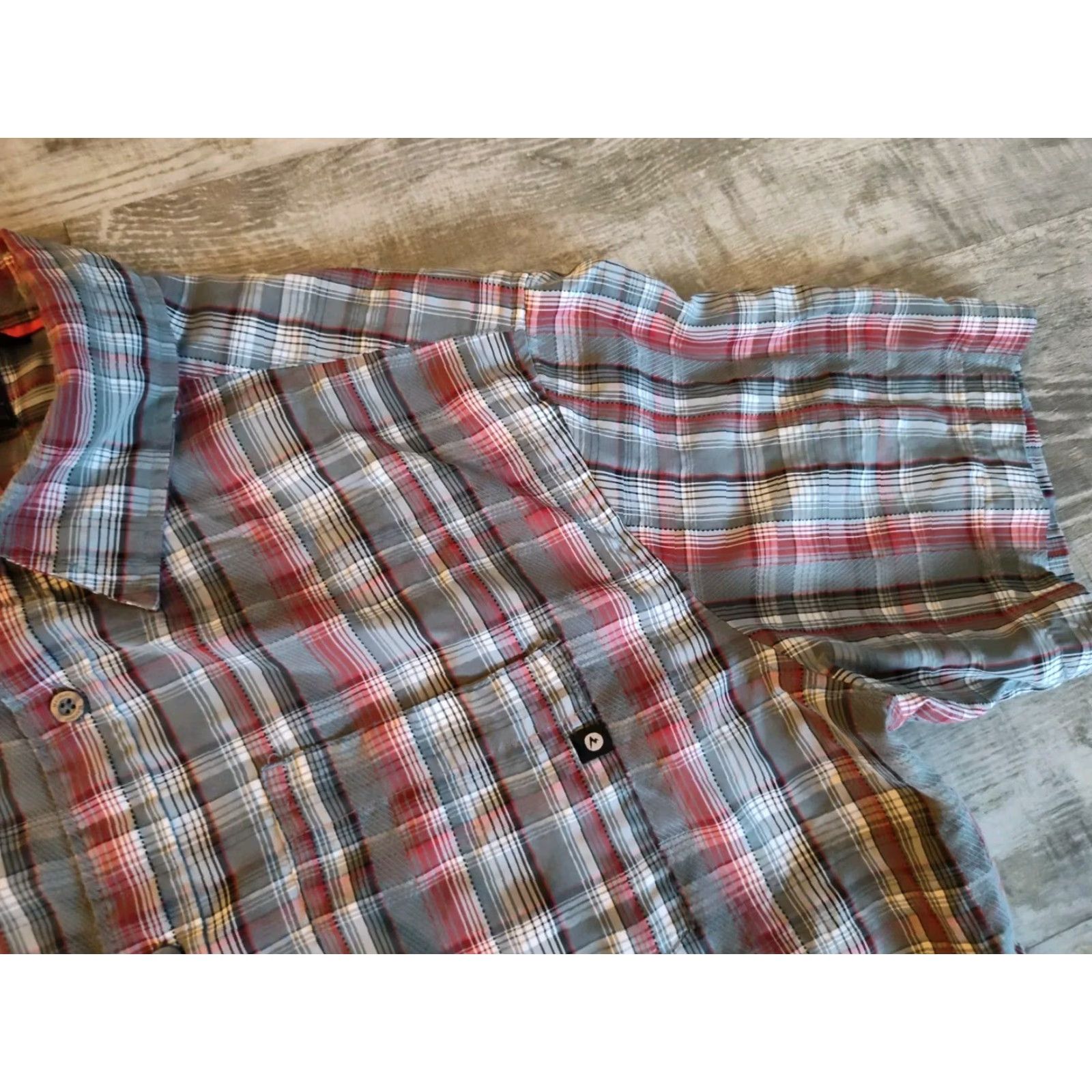 Marmot Marmot Button Up Rayon Poly Short Sleeve Plaid Outdoor Hiking Camp Shirt Mens L Multicolor Size US L / EU 52-54 / 3 - 4 Thumbnail