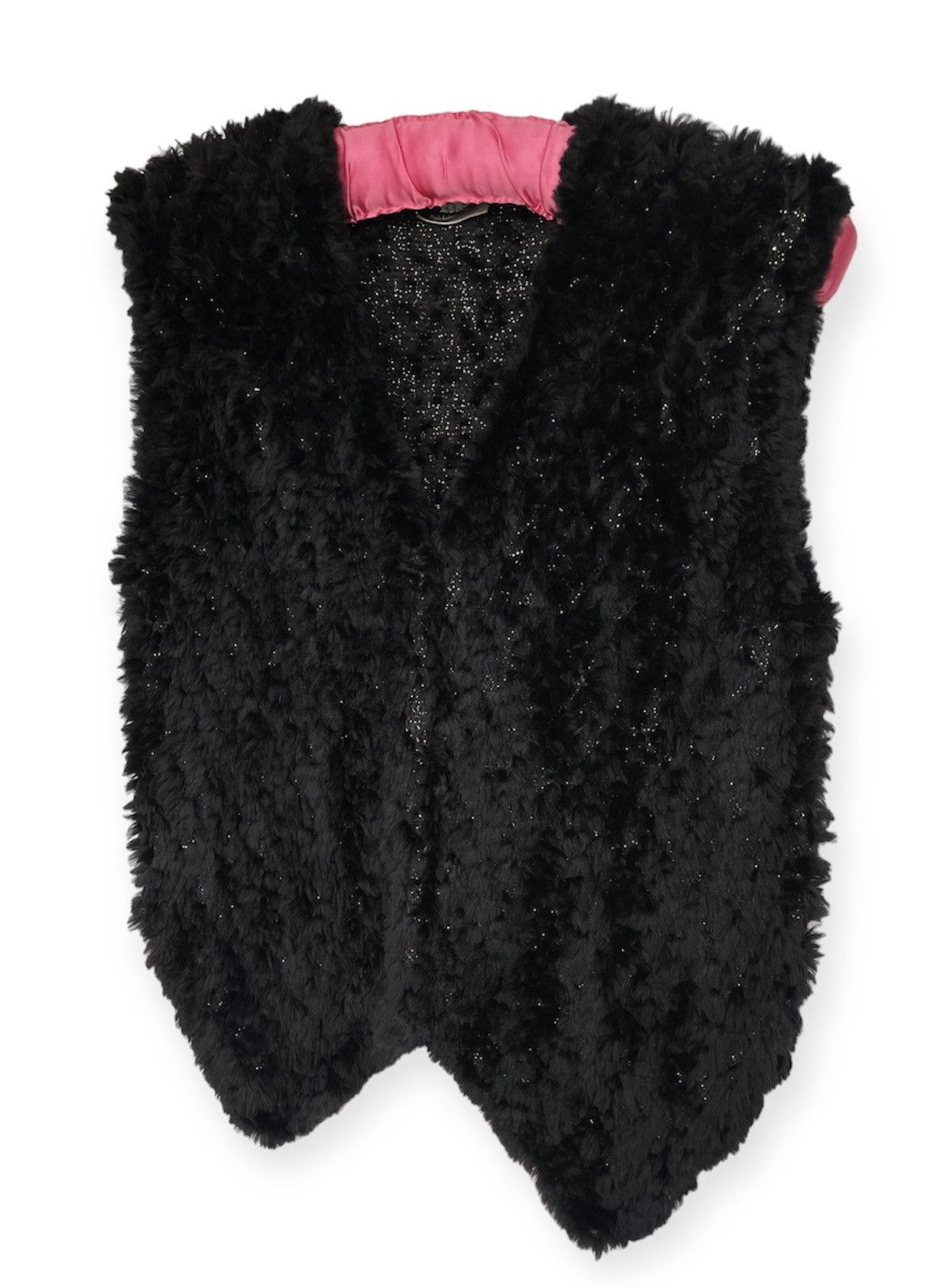 image of Paula Lishman Black & Gold Hand-Knit Sheared Beaver Fur Vest, Women's (Size Medium)