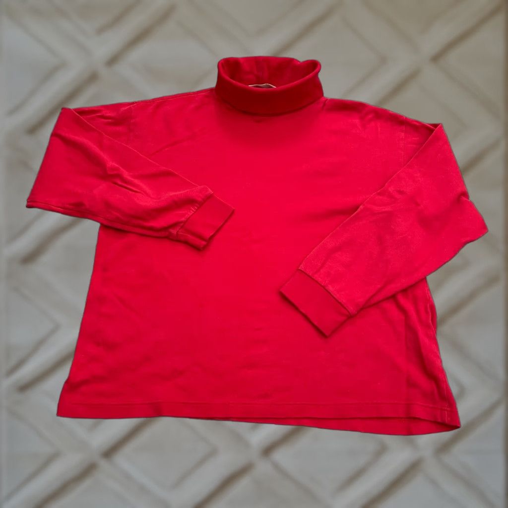 Lands' End VINTAGE Lands' End Turtleneck Shirt Womens Large Red Long Sleeve Cotton Casual Size L / US 10 / IT 46 - 1 Thumbnail