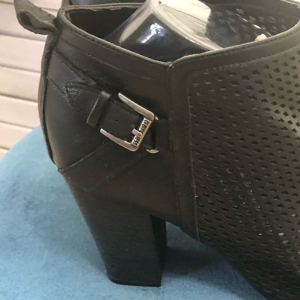 Other black ankle boots mesh texture peep toe buckle decor sz 8.5 Size US 8.5 / IT 38.5 - 8 Thumbnail