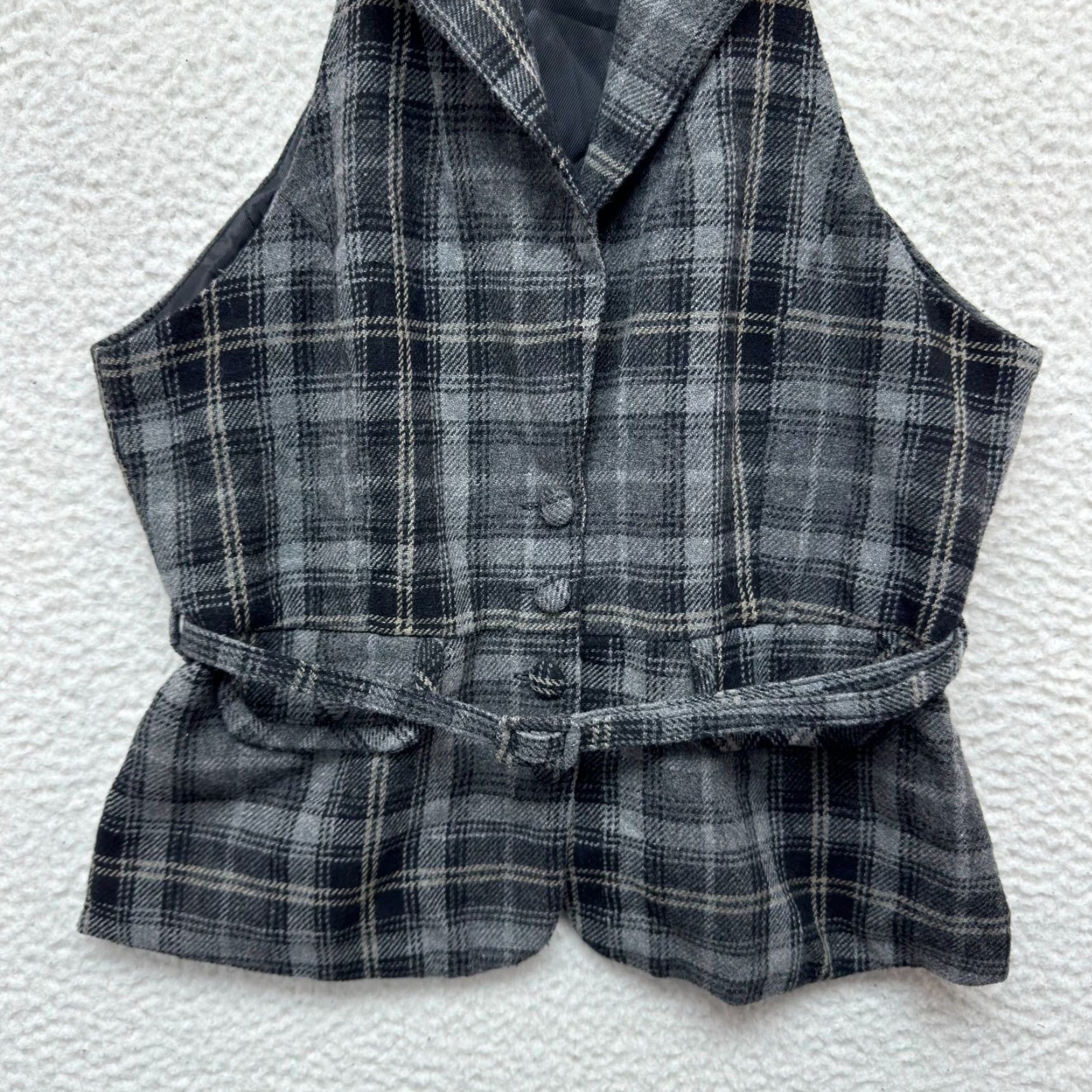 Forever 21 VINTAGE Y2K FOREVER 21 Vest Top L Gray Plaid Goth Academia Alice Cullen Shirt Women L Size L / US 10 / IT 46 - 4 Thumbnail