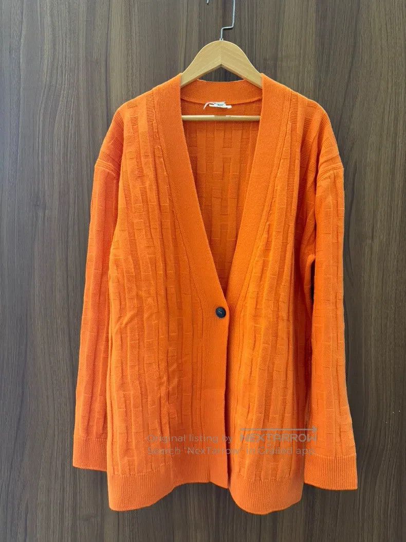 Hermes Hermes Orange wool cardigan, pure cashmere material Size XS / US 0-2 / IT 36-38 - 1 Thumbnail