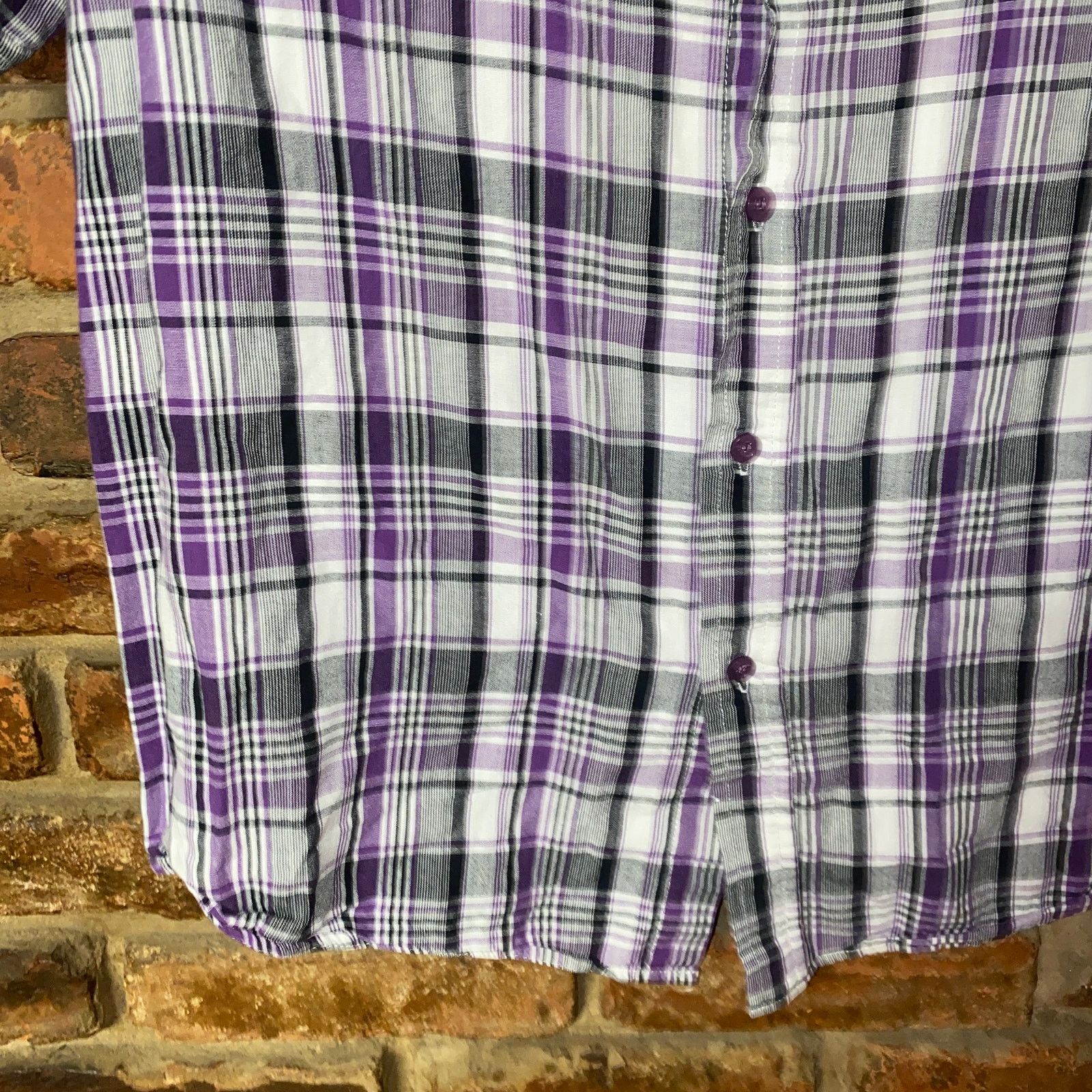 Other Blac Lacquer Purple Plaid Short Sleeve Button Down Top Large Size US L / EU 52-54 / 3 - 3 Thumbnail