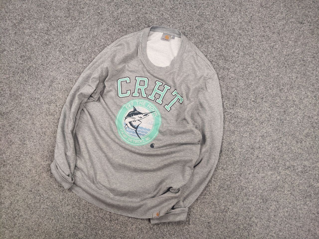 Carhartt Vintage Carhartt Camp Detroit Fish Logo Gray Sweatshirt Size US M / EU 48-50 / 2 - 3 Thumbnail