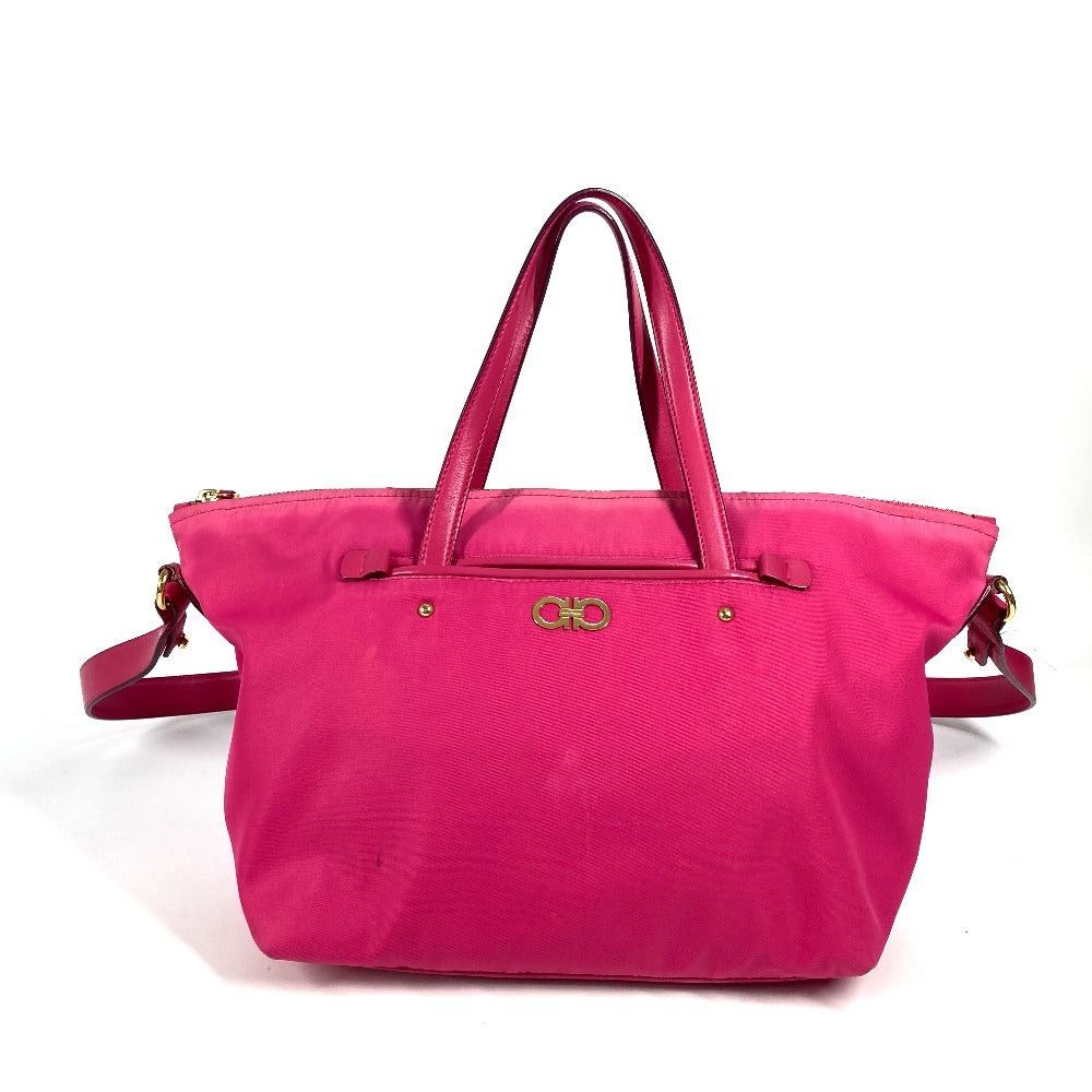Salvatore Ferragamo Salvatore Ferragamo Gancini Logo Double Briefcase Tote Bag Shoulder Diagonal Hanging (E.G. Of A Rocket) Handbag Nylon Women Pink Size ONE SIZE - 1 Thumbnail