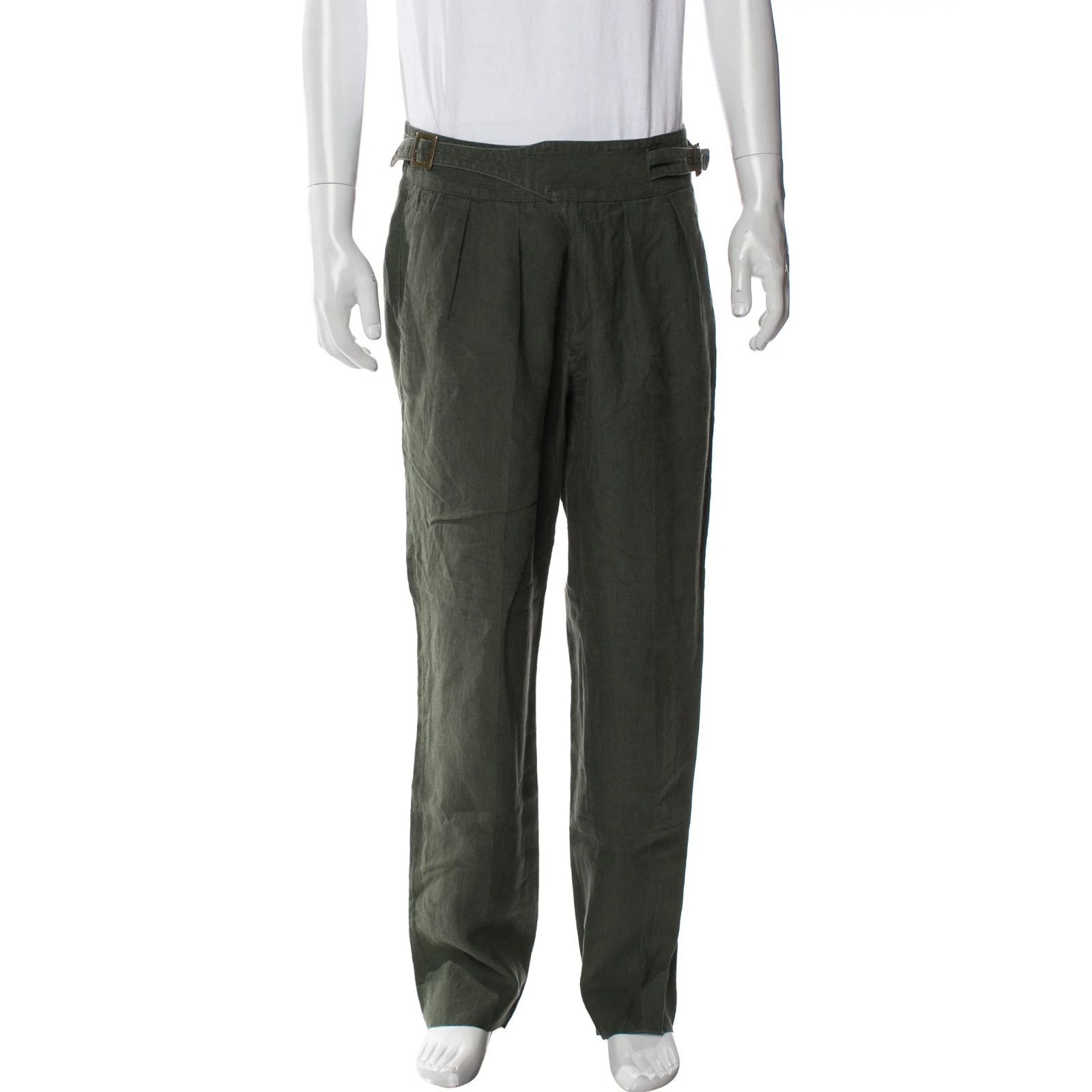 Rubinacci Rubinacci Manny Olive 100% Linen Ghurkha Trousers 48 32x28.5 Size US 32 / EU 48 - 1 Thumbnail