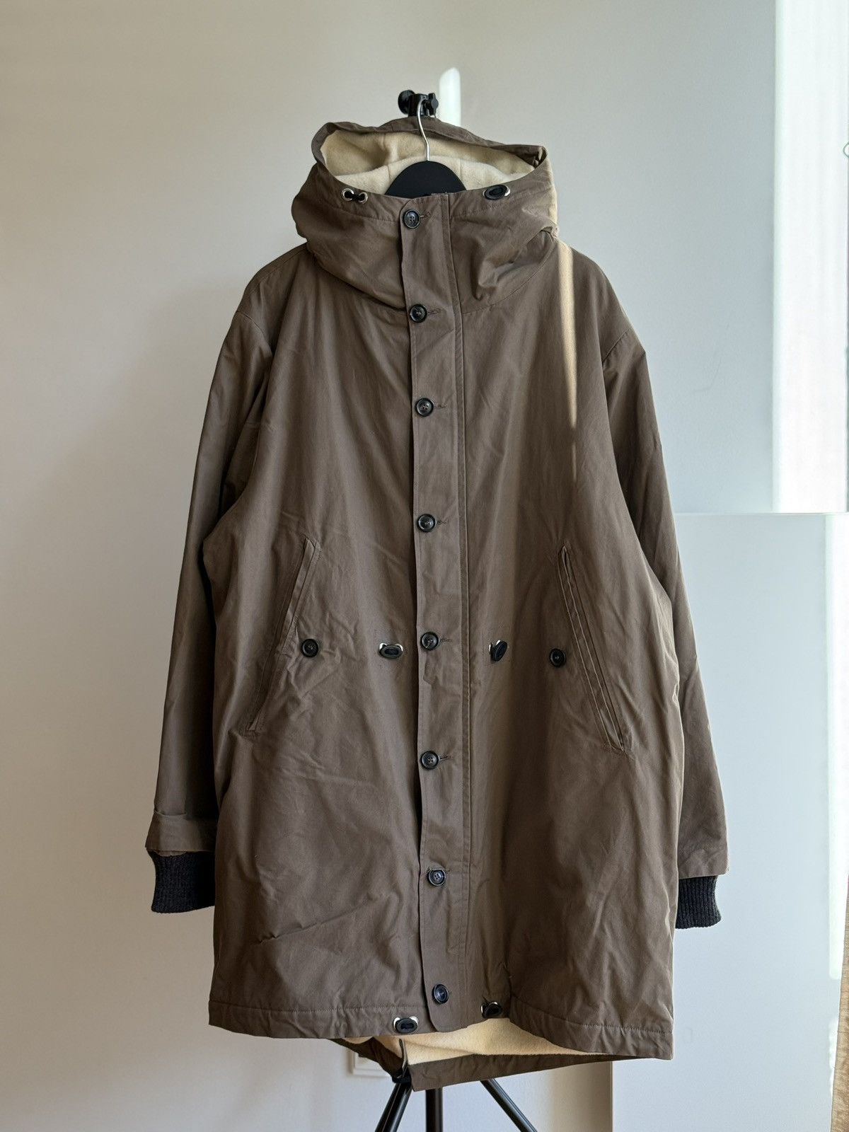 HANSEN Garments Hansen waxed cotton hooded parka with wool lining - size XL Size US XL / EU 56 / 4 - 1 Thumbnail